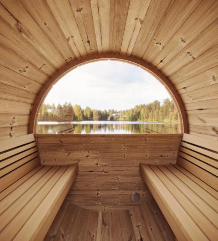 SaunaLife Model E6W Sauna Barrel - Panoramic Rear Window, 3 - Person - NW Immersion