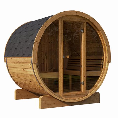 SaunaLife Model E7G Sauna Barrel Glass Front, 4 - Person - NW Immersion