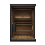 SaunaLife Model GL4 4 Person Garden Luxury Series Outdoor Sauna Kit — shown in a finished setting
