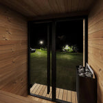 SaunaLife Model GL4 4 Person Garden Luxury Series Outdoor Sauna Kit — shown in a finished setting (2)
