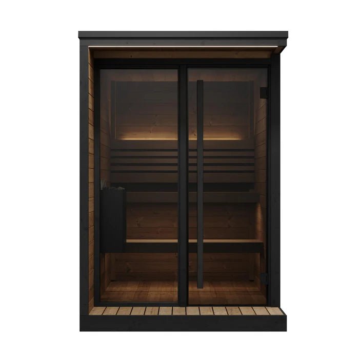 SaunaLife Model GL4 4 Person Garden Luxury Series Outdoor Sauna Kit — feature detail view
