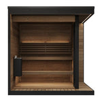 SaunaLife Model GL6 6 Person Garden Luxury Series Outdoor Sauna Kit — shown in a finished setting (2)