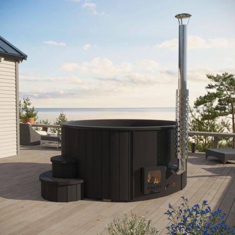 SaunaLife Model S4B Wood - Burning Hot Tub, Black - NW Immersion