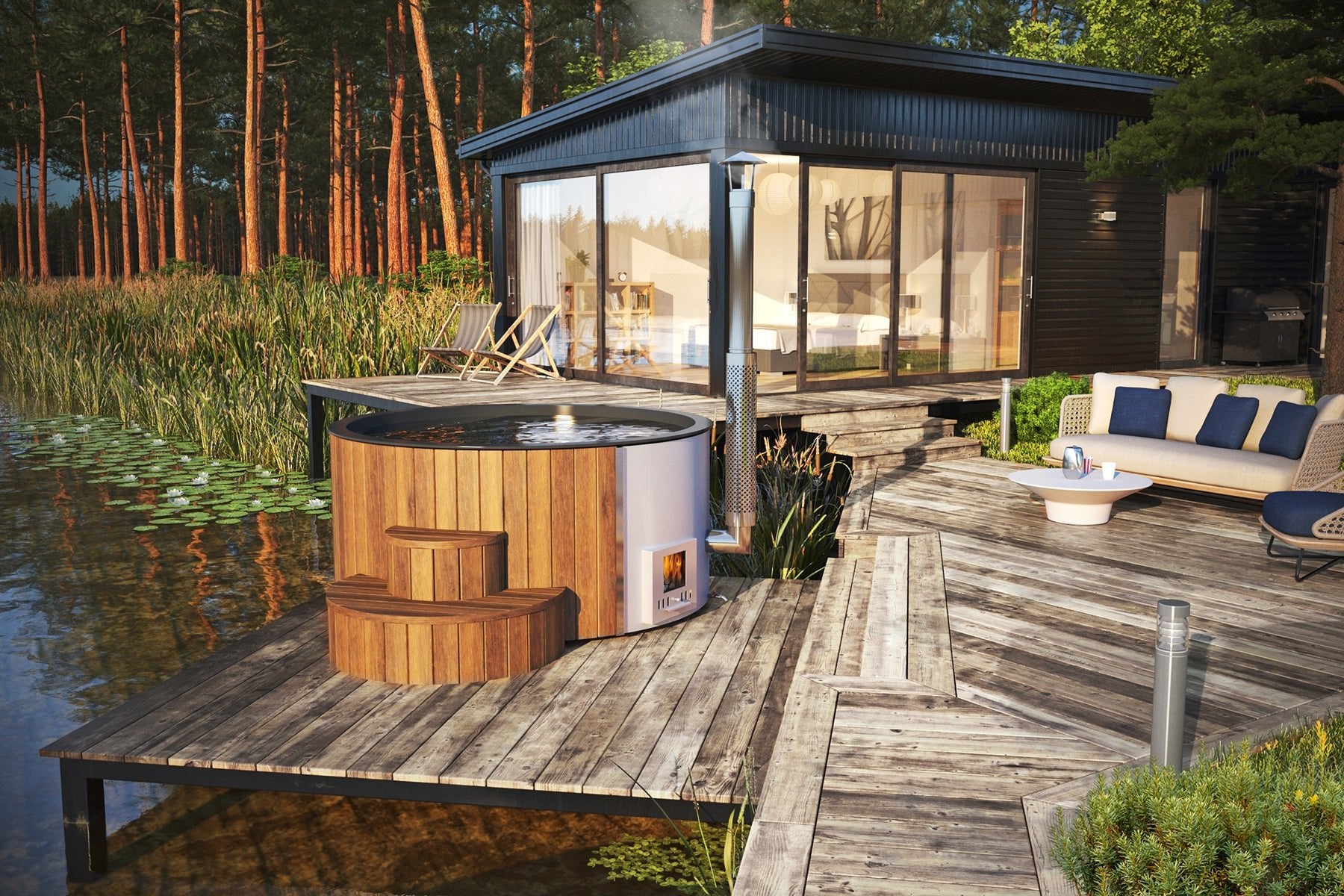 SaunaLife S4N 6 Person Wood-Fired Hot Tub – Natural - NW Immersion